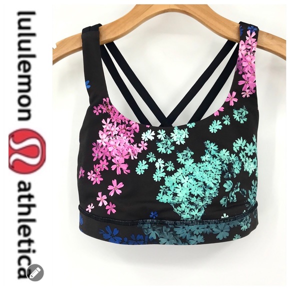 💕SALE💕 Lululemon Black Energy Bra in Petal Pop - Picture 3 of 8